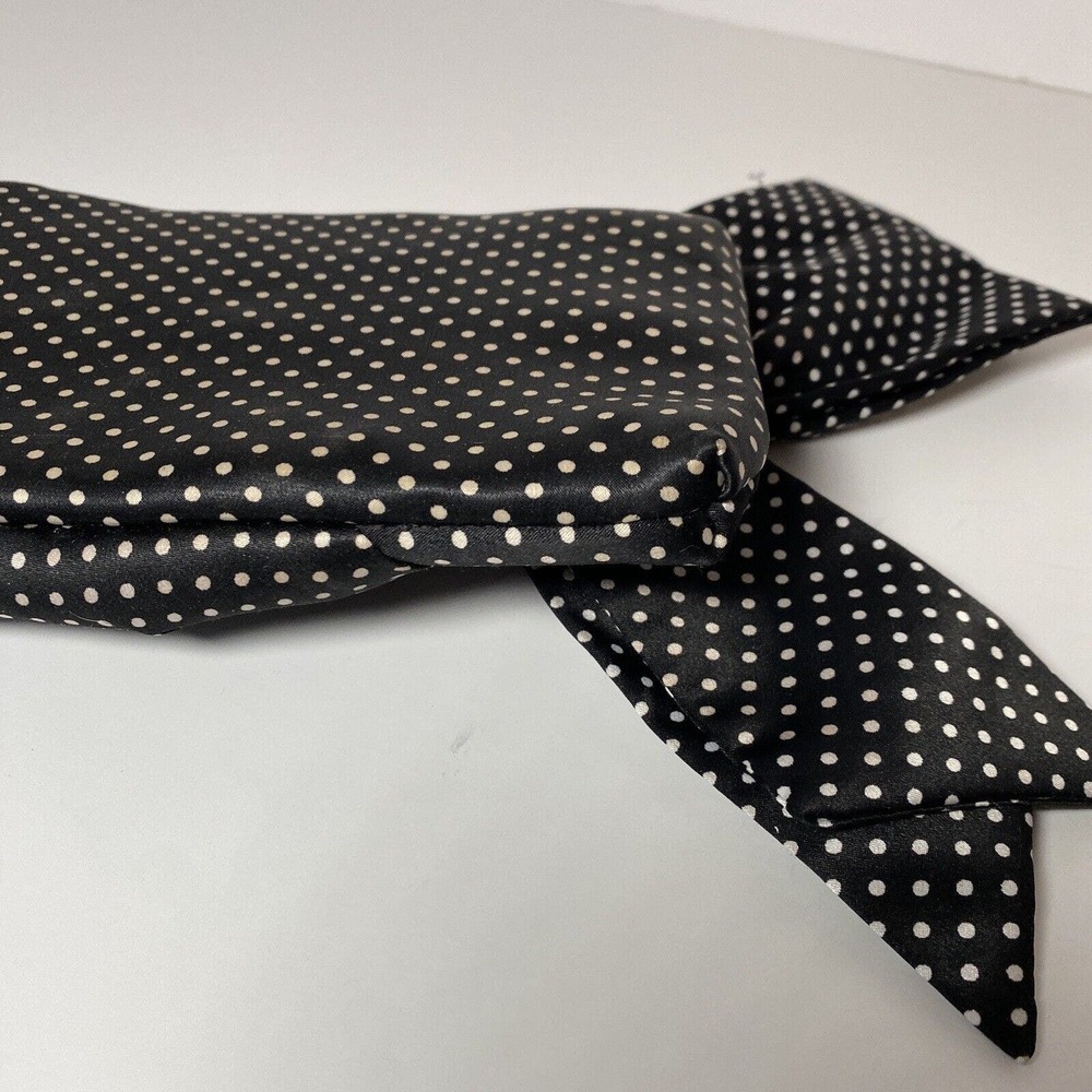 Steve Madden Clutch Bag Satin Zip Purse Bow Polka Dot Retro Gem Ball Zipper Pull - Picture 3 of 7